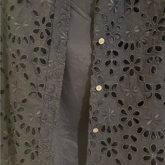 J. Crew eyelet navy blouse 8 - Picture 5 of 6